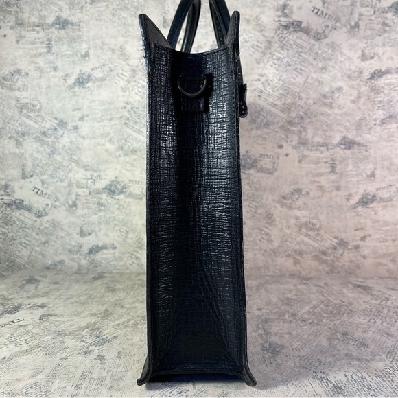 Jean Paul Gaultier 90s Vintage Black Leather Structured Portfolio - Picture 2 of 16